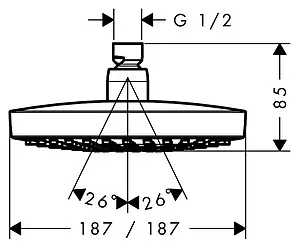 Лейка верхнего душа Hansgrohe Croma Select E 180 2jet хром/белый 26524400 Лейка верхнего душа Hansgrohe Croma Select E 180 2jet хром/белый 26524400, 2