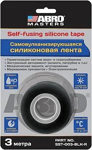 Лента самовулканизирующаяся 25 x 0,5мм x 3м черная ABRO SST-003-BLK-R Лента самовулканизирующаяся 25 x 0,5мм x 3м черная ABRO SST-003-BLK-R, 1