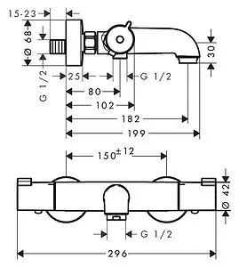 Термостат для ванны Hansgrohe Ecostat 1001 CL хром 13201000 Термостат для ванны Hansgrohe Ecostat 1001 CL хром 13201000, 2