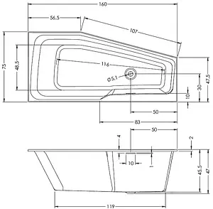 Ванна акриловая Riho Space 160x75 L B112001005 Ванна акриловая Riho Space 160x75 L B112001005, 2