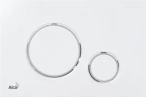 Клавиша смыва для унитаза AlcaPlast Thin M770 кнопки/белый глянцевый, кольца/хром глянцевый Клавиша смыва для унитаза AlcaPlast Thin M770 кнопки/белый глянцевый, кольца/хром глянцевый, 1