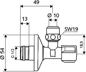 Вентиль регулирующий угловой ½"н x ⅜"н x 10ц Schell Comfort 049070699 Вентиль регулирующий угловой ½"н x ⅜"н x 10ц Schell Comfort 049070699, 2