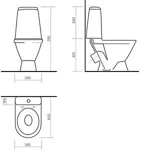 Унитаз-компакт Sanita Лада Комфорт белый WC.CC/Lada/2-DM/WHT.G/S1 Унитаз-компакт Sanita Лада Комфорт белый WC.CC/Lada/2-DM/WHT.G/S1, 2