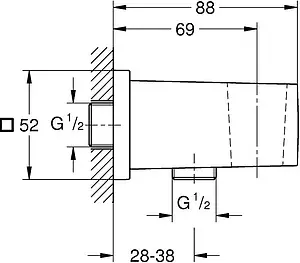Шланговое подключение с держателем Grohe Euphoria Cube хром 26370000 Шланговое подключение с держателем Grohe Euphoria Cube хром 26370000, 2