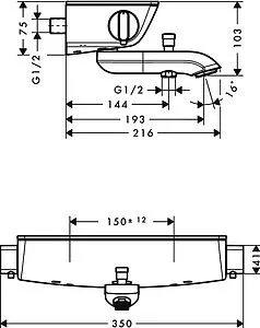 Термостат для ванны Hansgrohe Ecostat Select белый/хром 13141400 Термостат для ванны Hansgrohe Ecostat Select белый/хром 13141400, 2