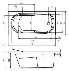 Ванна акриловая Riho COLUMBIA 140x70 B004001005 Ванна акриловая Riho COLUMBIA 140x70 B004001005, 3