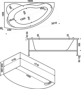 Ванна акриловая Bas Лагуна 170x110 L В00019 Ванна акриловая Bas Лагуна 170x110 L В00019, 5