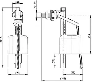 Заливной клапан для бачка ½" пластик боковой Wirquin Kompact 10975011 Заливной клапан для бачка ½" пластик боковой Wirquin Kompact 10975011, 2