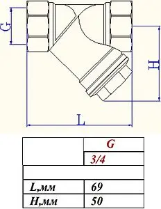 Фильтр угловой сетчатый ¾"в x ¾"в Valtec VT.192.N.05 Фильтр угловой сетчатый ¾"в x ¾"в Valtec VT.192.N.05, 2