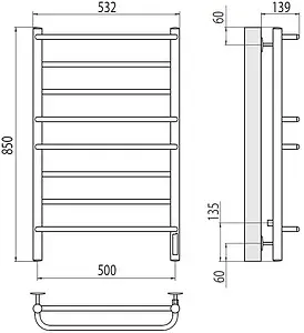 Полотенцесушитель электрический лесенка Terminus Евромикс П8 500х850 электро quick touch полированная сталь 4670078531292 Полотенцесушитель электрический лесенка Terminus Евромикс П8 500х850 электро quick touch полированная сталь 4670078531292, 2