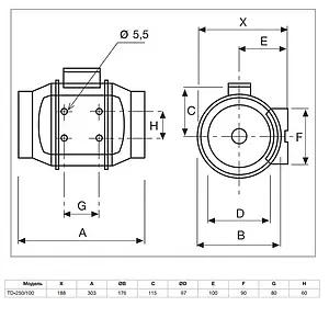 Вентилятор канальный Soler & Palau Mixvent TD 250/100 Вентилятор канальный Soler & Palau Mixvent TD 250/100, 3