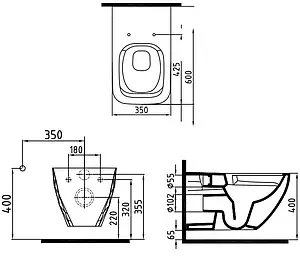 Унитаз подвесной безободковый с функцией биде Bien Kristal белый KRKA060N1VP1W3000 Унитаз подвесной безободковый с функцией биде Bien Kristal белый KRKA060N1VP1W3000, 2