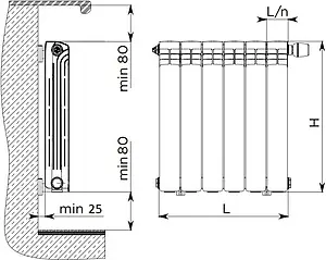 Радиатор биметаллический 12 секций STI Bimetal 500/80 Радиатор биметаллический 12 секций STI Bimetal 500/80, 3