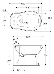 Биде напольное Kerasan Retro белый 102001*1 Биде напольное Kerasan Retro белый 102001*1, 2