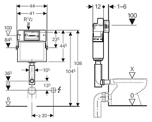 Смывной бачок скрытого монтажа Geberit Delta 12 109.100.00.1 Смывной бачок скрытого монтажа Geberit Delta 12 109.100.00.1, 4