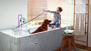 Подключение лейки на борт ванны Hansgrohe sBox шлифованный чёрный хром 28020340 Подключение лейки на борт ванны Hansgrohe sBox шлифованный чёрный хром 28020340, 3