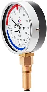 Термоманометр радиальный Росма ТМТБ-31Р.1 80мм 16 бар 120°С гильза 46мм ½" 00000002330 Термоманометр радиальный Росма ТМТБ-31Р.1 80мм 16 бар 120°С гильза 46мм ½" 00000002330, 3