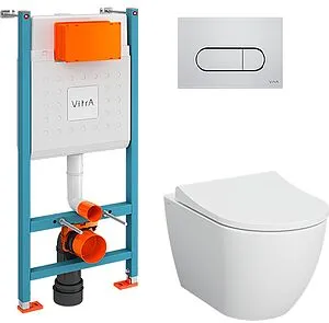 Комплект 5 в 1 VitrA Mia Rоund SmoothFlush 9873B003-7201 с кнопкой 740-2280 хром глянцевый Комплект 5 в 1 VitrA Mia Rоund SmoothFlush 9873B003-7201 с кнопкой 740-2280 хром глянцевый, 1