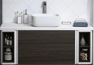 Тумба-умывальник подвесная Aquaton Брук 100 (20+60+20) дуб феррара/белый Тумба-умывальник подвесная Aquaton Брук 100 (20+60+20) дуб феррара/белый, 1