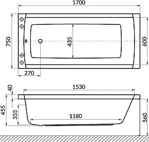 Ванна акриловая с гидромассажем Excellent Aquaria 170x75 WAEX.AQU17.SMART.CR Ванна акриловая с гидромассажем Excellent Aquaria 170x75 WAEX.AQU17.SMART.CR, 2