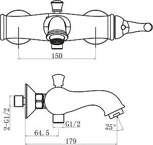Смеситель для ванны BelBagno Tiffani хром TIF-VASM-CRM Смеситель для ванны BelBagno Tiffani хром TIF-VASM-CRM, 2