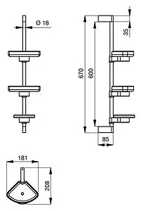 Стойка для аксессуаров Ideal Standard Connect хром/белый N1395AA Стойка для аксессуаров Ideal Standard Connect хром/белый N1395AA, 4