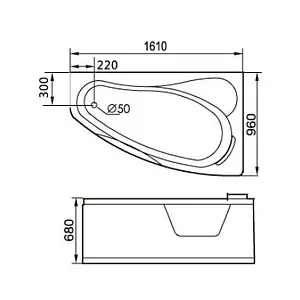Ванна акриловая с гидромассажем Gemy 161x96 R G9046 B R Ванна акриловая с гидромассажем Gemy 161x96 R G9046 B R, 2