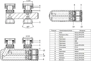 Узел нижнего подключения радиатора перекрестный прямой ¾"ек x ¾"нг (½"н) Uni-Fitt 196N3011 Узел нижнего подключения радиатора перекрестный прямой ¾"ек x ¾"нг (½"н) Uni-Fitt 196N3011, 3