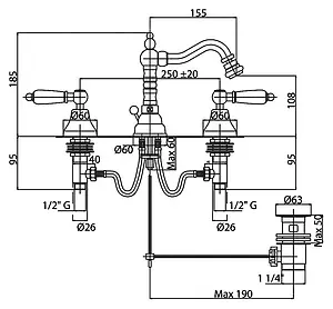 Смеситель для биде Cezares Diamond бронза DIAMOND-BBS2-02-Sw Смеситель для биде Cezares Diamond бронза DIAMOND-BBS2-02-Sw, 2
