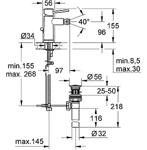 Смеситель для биде Grohe BauClassic хром 32864000 Смеситель для биде Grohe BauClassic хром 32864000, 2