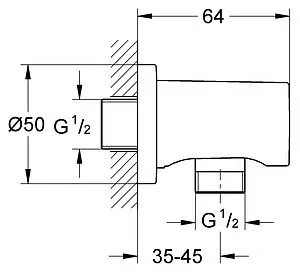 Шланговое подключение Grohe Rainshower хром 27057000 Шланговое подключение Grohe Rainshower хром 27057000, 2