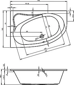 Ванна акриловая Riho LYRA 170x110 R B017001005 Ванна акриловая Riho LYRA 170x110 R B017001005, 3
