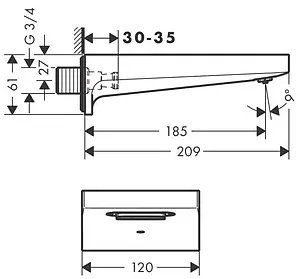 Излив для скрытого монтажа Hansgrohe Metropol полированное золото 32543990 Излив для скрытого монтажа Hansgrohe Metropol полированное золото 32543990, 2