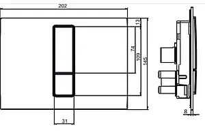 Клавиша смыва для унитаза Sanit Ineo Bright 16.761.00..0000 сатин Клавиша смыва для унитаза Sanit Ineo Bright 16.761.00..0000 сатин, 2