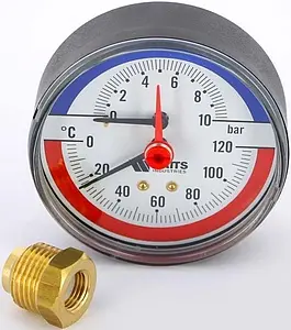 Термоманометр аксиальный Watts F+R818 80мм 10 бар 120°С ½" 10009465 Термоманометр аксиальный Watts F+R818 80мм 10 бар 120°С ½" 10009465, 3