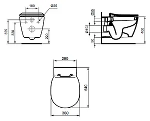 Унитаз подвесной безободковый Ideal Standard Connect AquaBlade белый E047901 Унитаз подвесной безободковый Ideal Standard Connect AquaBlade белый E047901, 2