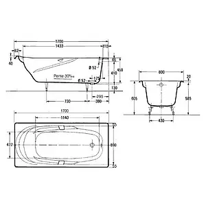 Ванна чугунная Jacob Delafon Adagio 170x80 E2910-00 Ванна чугунная Jacob Delafon Adagio 170x80 E2910-00, 2