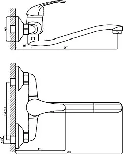 Смеситель для кухни настенный Rossinka хром A35-24 Смеситель для кухни настенный Rossinka хром A35-24, 2