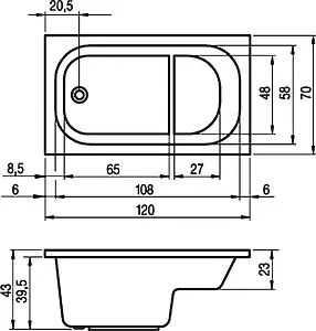 Ванна акриловая Riho PETIT 120x70 B149001005 Ванна акриловая Riho PETIT 120x70 B149001005, 3