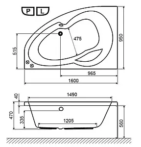 Ванна акриловая Excellent Newa 160x95 R WAEX.NEP16WH Ванна акриловая Excellent Newa 160x95 R WAEX.NEP16WH, 3