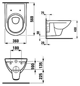 Унитаз подвесной Laufen Pro белый 8.2095.0.000.000.1 Унитаз подвесной Laufen Pro белый 8.2095.0.000.000.1, 2