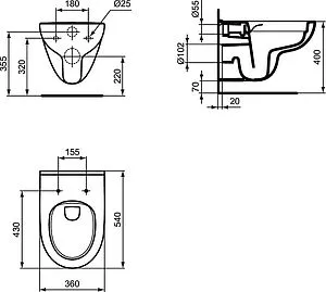 Унитаз подвесной безободковый Ideal Standard I.Life A RimLS+ белый T471601 Унитаз подвесной безободковый Ideal Standard I.Life A RimLS+ белый T471601, 2