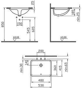Раковина VitrA S50 53 белый 5339B003-0012 Раковина VitrA S50 53 белый 5339B003-0012, 2