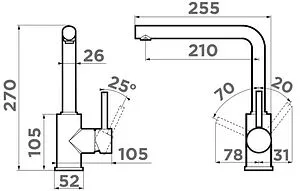 Смеситель для кухни Omoikiri Nakagawa-BL чёрный/хром 4994307 Смеситель для кухни Omoikiri Nakagawa-BL чёрный/хром 4994307, 2