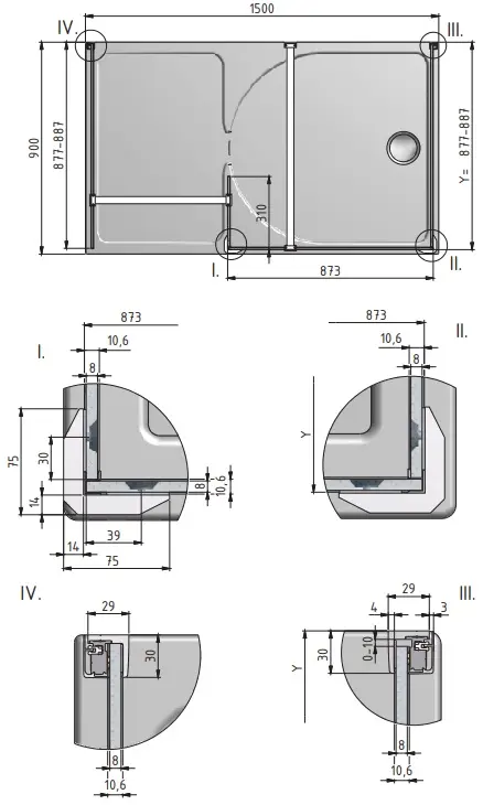 Душевое ограждение 1500x900мм прозрачное стекло Roltechnik Walk WALK E/1500 938-1500000-00-02 Душевое ограждение 1500x900мм прозрачное стекло Roltechnik Walk WALK E/1500 938-1500000-00-02, 2