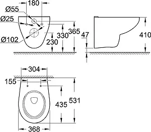 Унитаз подвесной безободковый Grohe Bau Ceramic белый 39427000 Унитаз подвесной безободковый Grohe Bau Ceramic белый 39427000, 2