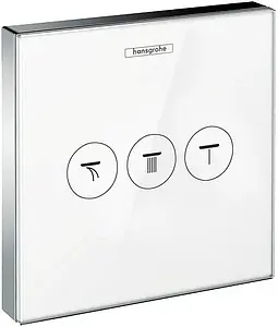 Вентиль переключающий на 3 потребителя Hansgrohe ShowerSelect Glass белый/хром 15736400 Вентиль переключающий на 3 потребителя Hansgrohe ShowerSelect Glass белый/хром 15736400, 1