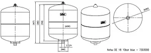 Гидроаккумулятор Reflex DE 18л 10 бар 7303000 Гидроаккумулятор Reflex DE 18л 10 бар 7303000, 2