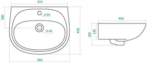 Раковина Santek Анимо 55 белый 1WH110502 Раковина Santek Анимо 55 белый 1WH110502, 2