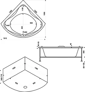 Ванна акриловая Bas Риола 135x135 В00030 Ванна акриловая Bas Риола 135x135 В00030, 5